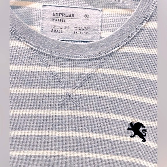 Men’s Express baby blue shirt with white stripes. - Picture 5 of 7